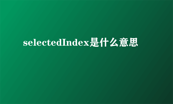 selectedIndex是什么意思