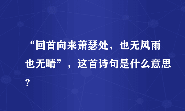 “回首向来萧瑟处，也无风雨也无晴”，这首诗句是什么意思？