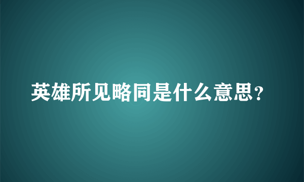 英雄所见略同是什么意思？