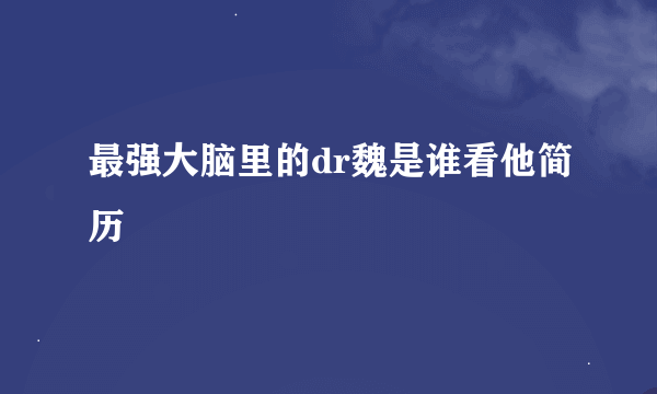 最强大脑里的dr魏是谁看他简历