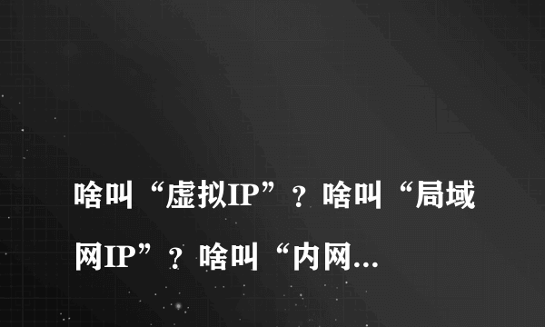 
啥叫“虚拟IP”？啥叫“局域网IP”？啥叫“内网IP”？啥叫“公网IP”？

