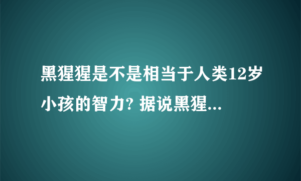 黑猩猩是不是相当于人类12岁小孩的智力? 据说黑猩猩是世界上最聪明的动物 相当于人类12岁小孩的智