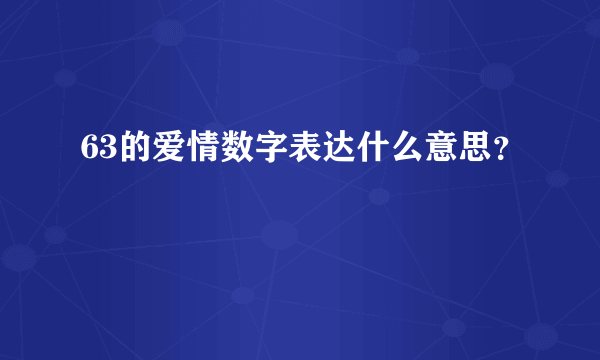 63的爱情数字表达什么意思？