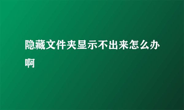 隐藏文件夹显示不出来怎么办啊