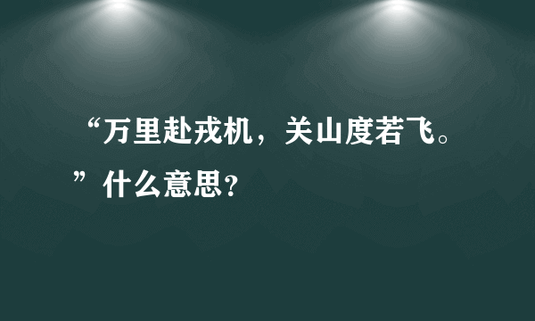 “万里赴戎机，关山度若飞。”什么意思？