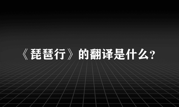 《琵琶行》的翻译是什么？