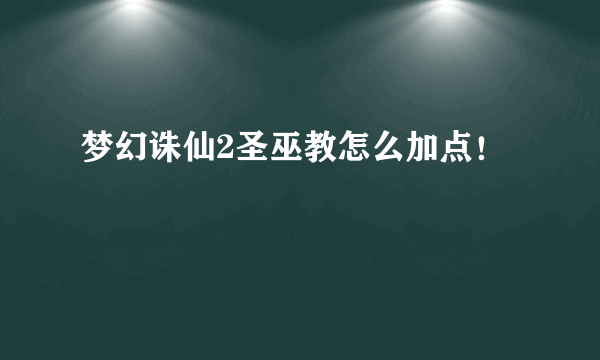 梦幻诛仙2圣巫教怎么加点！