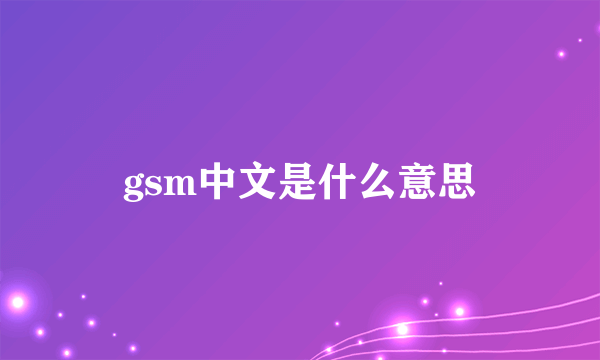 gsm中文是什么意思