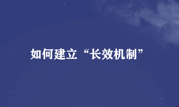 如何建立“长效机制”