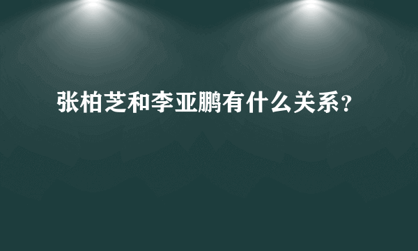 张柏芝和李亚鹏有什么关系？