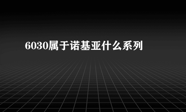 6030属于诺基亚什么系列