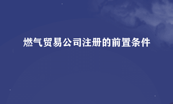 燃气贸易公司注册的前置条件