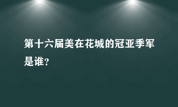 第十六届美在花城的冠亚季军是谁？