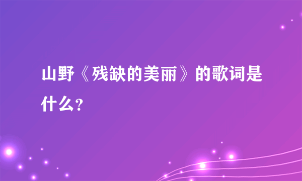 山野《残缺的美丽》的歌词是什么？