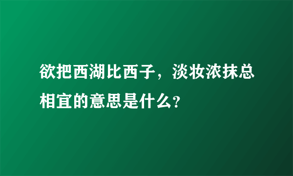 欲把西湖比西子，淡妆浓抹总相宜的意思是什么？