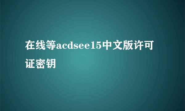 在线等acdsee15中文版许可证密钥