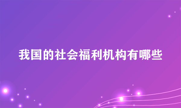 我国的社会福利机构有哪些