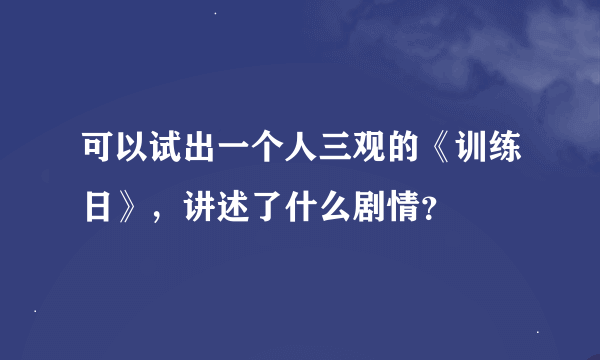 可以试出一个人三观的《训练日》，讲述了什么剧情？