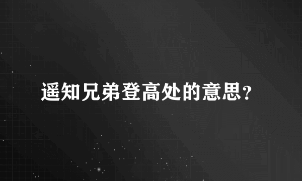 遥知兄弟登高处的意思？