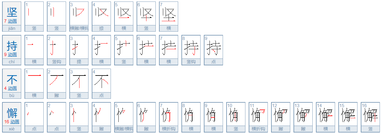 坚持不懈应该怎么写？