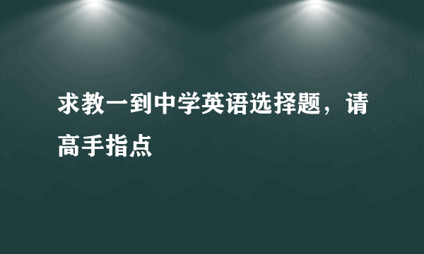 求教一到中学英语选择题，请高手指点