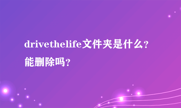 drivethelife文件夹是什么？能删除吗？