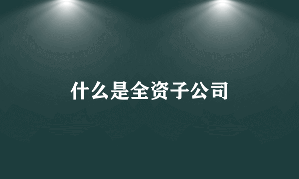 什么是全资子公司