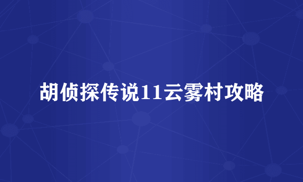 胡侦探传说11云雾村攻略