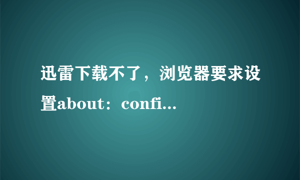 迅雷下载不了，浏览器要求设置about：config，该怎么设置？