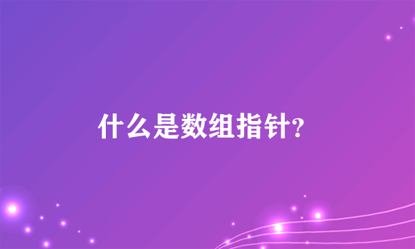 什么是数组指针？