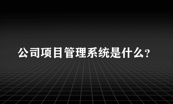 公司项目管理系统是什么？