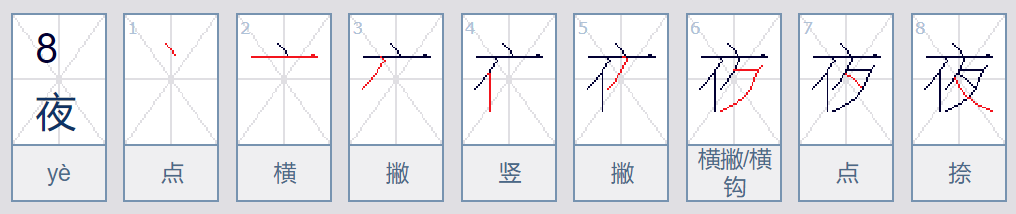 夜的笔顺怎么写