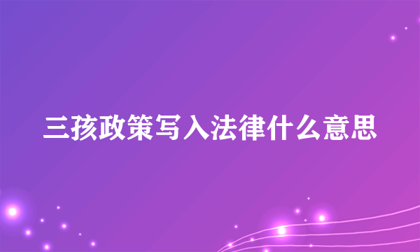 三孩政策写入法律什么意思