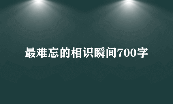 最难忘的相识瞬间700字