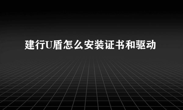 建行U盾怎么安装证书和驱动