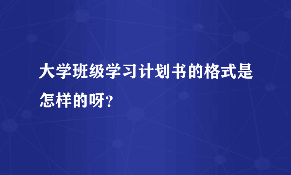 大学班级学习计划书的格式是怎样的呀？