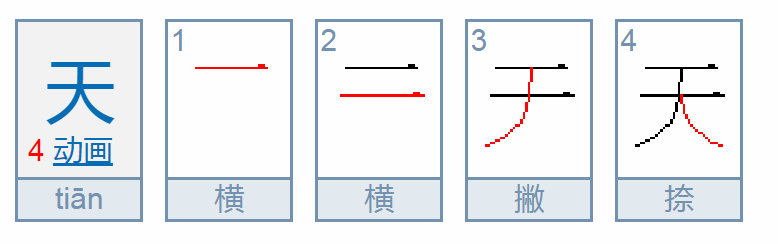 天字笔画笔顺怎么写