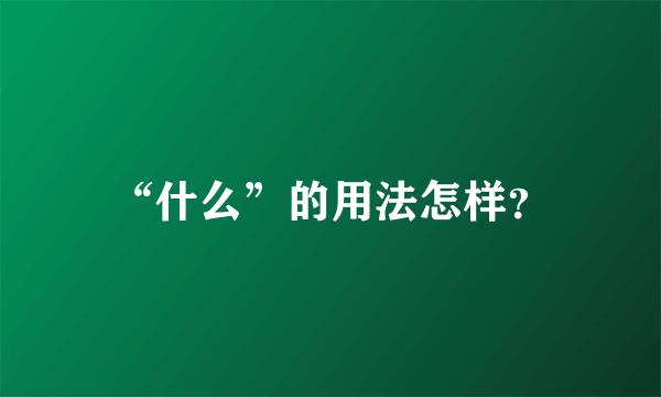 “什么”的用法怎样？