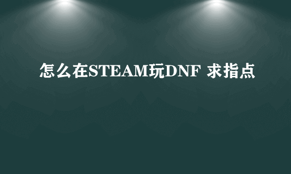 怎么在STEAM玩DNF 求指点