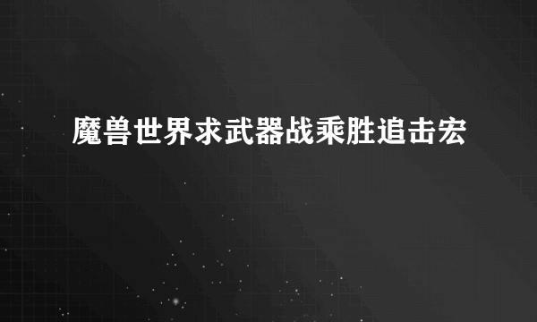 魔兽世界求武器战乘胜追击宏