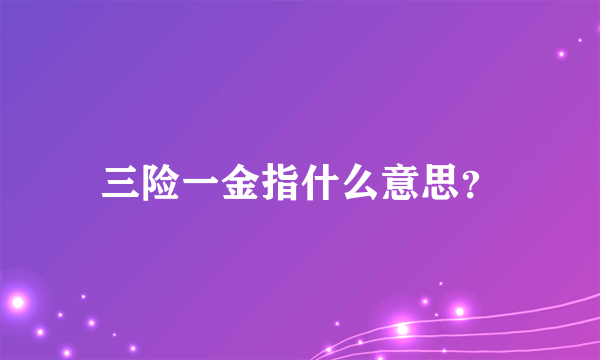 三险一金指什么意思？