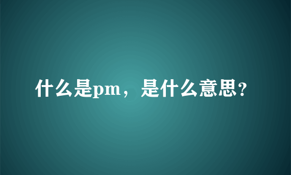 什么是pm，是什么意思？