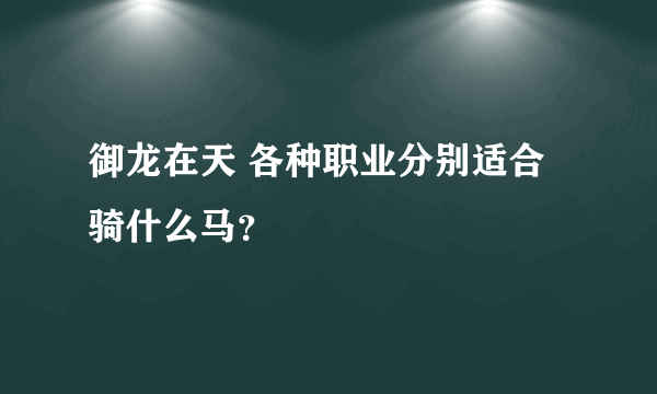 御龙在天 各种职业分别适合骑什么马？