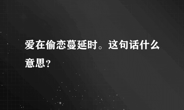 爱在偷恋蔓延时。这句话什么意思？