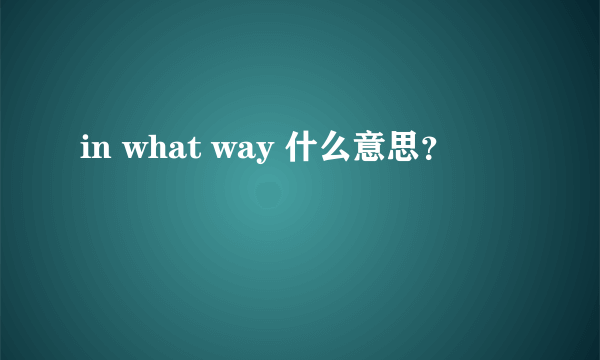 in what way 什么意思？