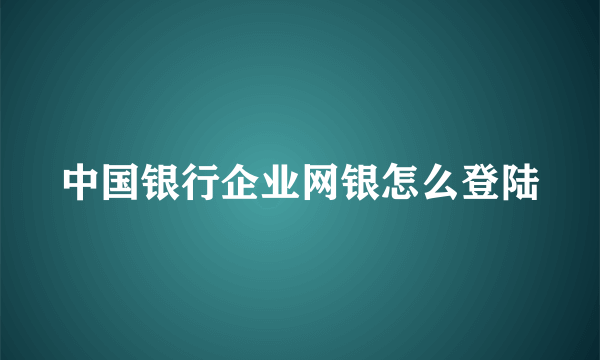 中国银行企业网银怎么登陆