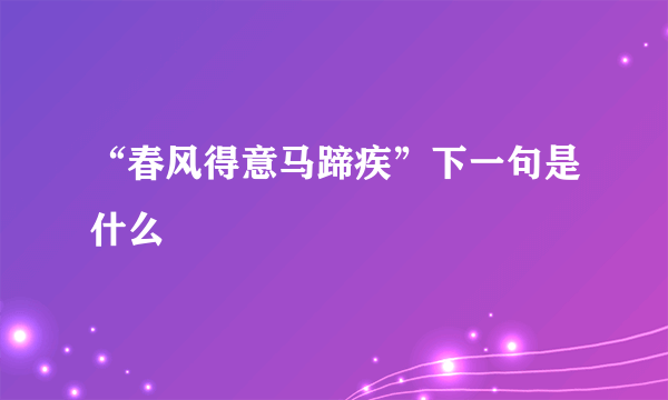 “春风得意马蹄疾”下一句是什么