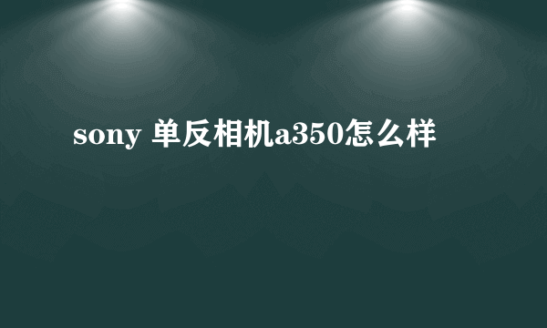 sony 单反相机a350怎么样