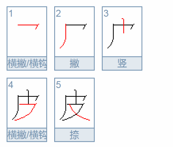 皮的笔顺怎么写