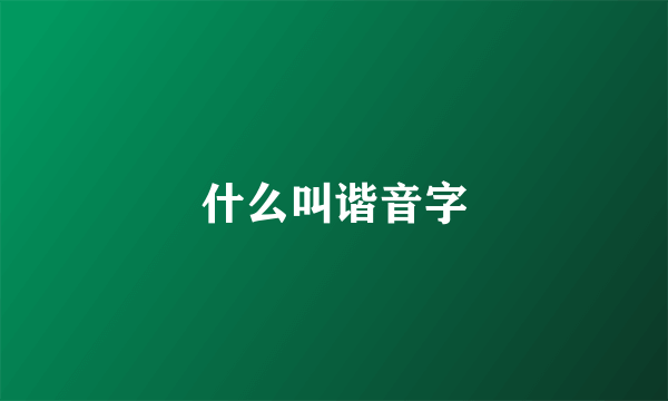 什么叫谐音字